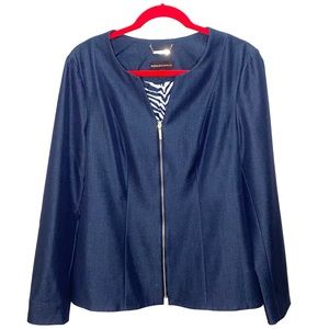 Dana Buchman Dark Blue Zip up Blazer, Size 10